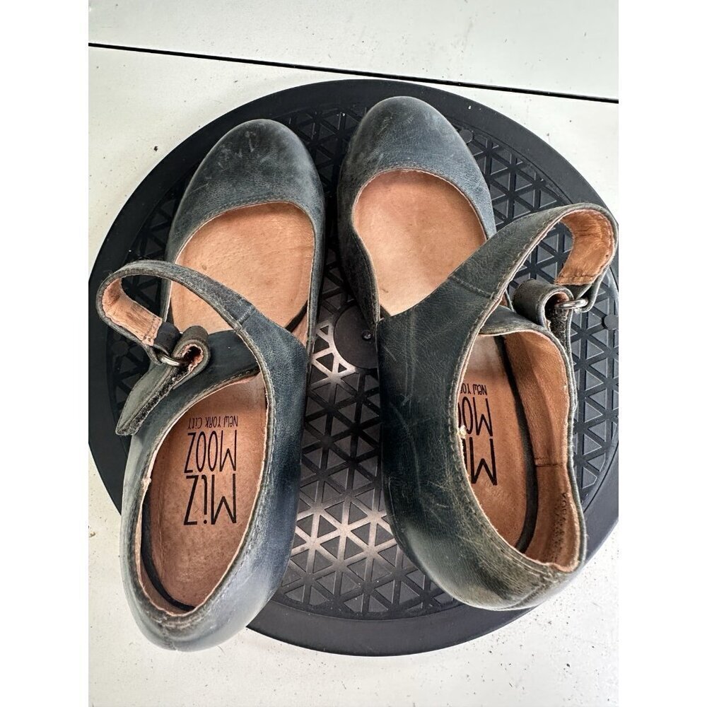 Miz Mooz Kora Gray Leather Mary Jane Heels Chunky Heel Sz 36/6 Twee Lagenlook - Picture 5 of 11